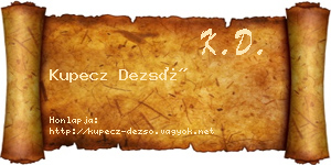 Kupecz Dezső névjegykártya